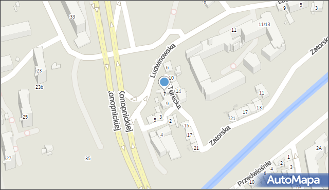 Kraków, Turecka, 7, mapa Krakowa