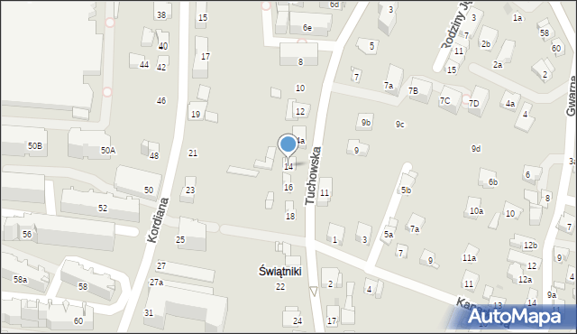 Kraków, Tuchowska, 14, mapa Krakowa