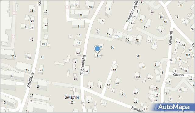 Kraków, Tuchowska, 9, mapa Krakowa