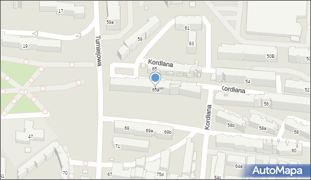 Kraków, Turniejowa, 65a, mapa Krakowa