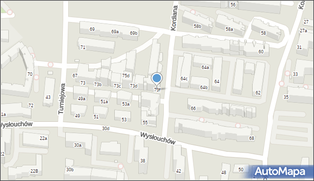 Kraków, Turniejowa, 73f, mapa Krakowa