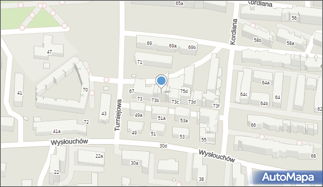 Kraków, Turniejowa, 75b, mapa Krakowa