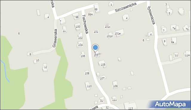 Kraków, Tuchowska, 103, mapa Krakowa