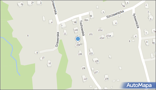 Kraków, Tuchowska, 104, mapa Krakowa