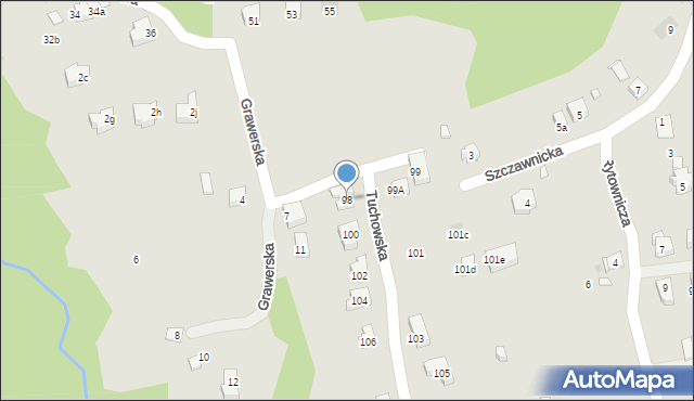 Kraków, Tuchowska, 98, mapa Krakowa