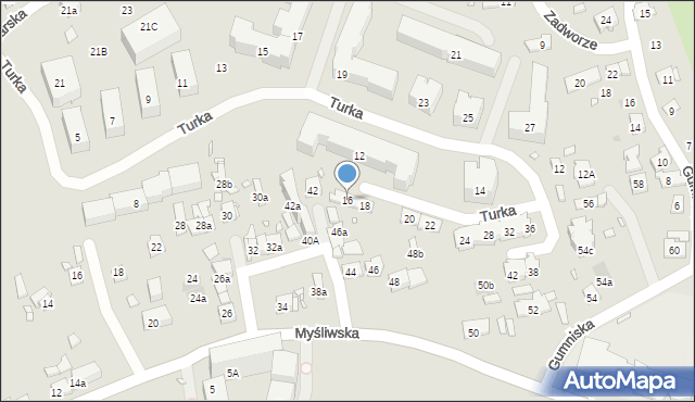 Kraków, Turka Wincentego, ks., 16, mapa Krakowa
