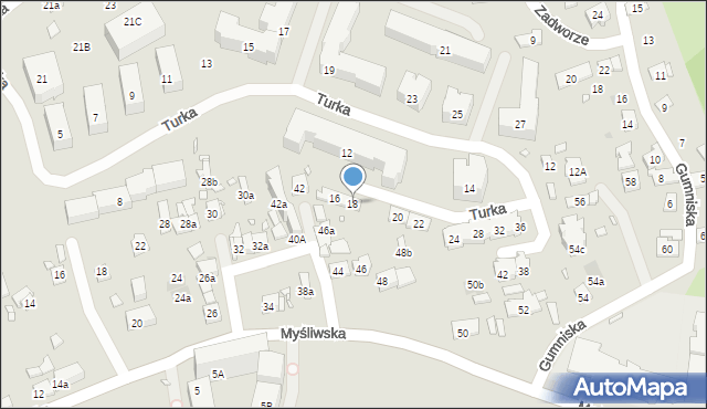 Kraków, Turka Wincentego, ks., 18, mapa Krakowa