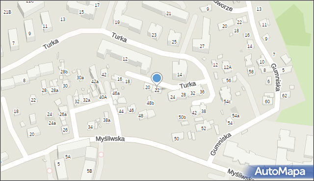 Kraków, Turka Wincentego, ks., 22, mapa Krakowa
