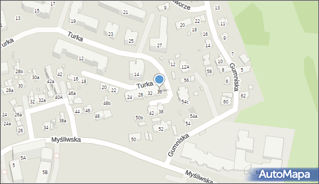 Kraków, Turka Wincentego, ks., 36, mapa Krakowa