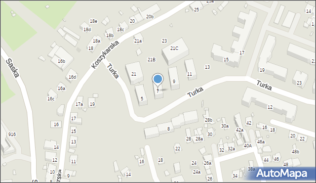 Kraków, Turka Wincentego, ks., 7, mapa Krakowa