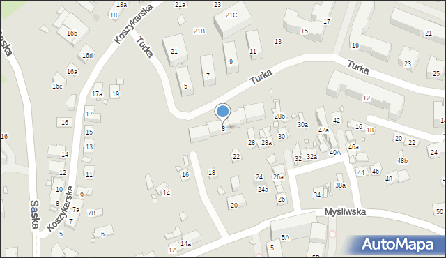 Kraków, Turka Wincentego, ks., 8, mapa Krakowa