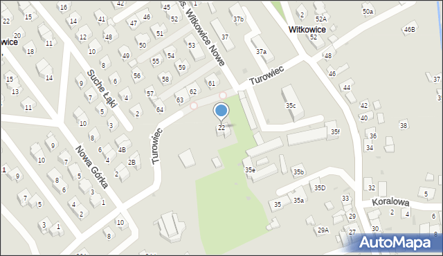 Kraków, Turowiec, 22, mapa Krakowa