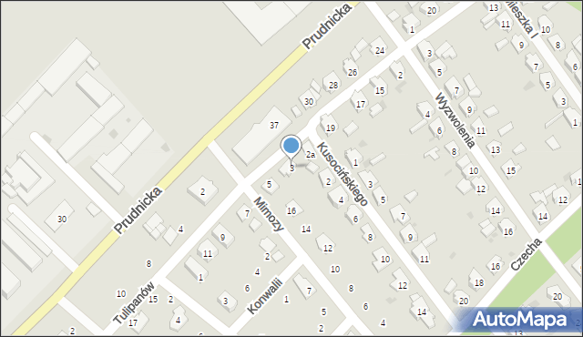 Krapkowice, Tulipanów, 3, mapa Krapkowice