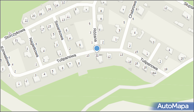 Krępa Słupska, Tulipanowa, 11, mapa Krępa Słupska