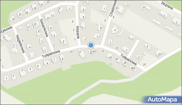 Krępa Słupska, Tulipanowa, 12, mapa Krępa Słupska