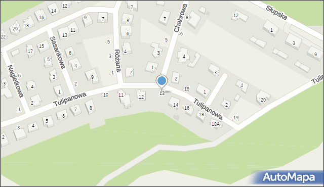 Krępa Słupska, Tulipanowa, 13, mapa Krępa Słupska