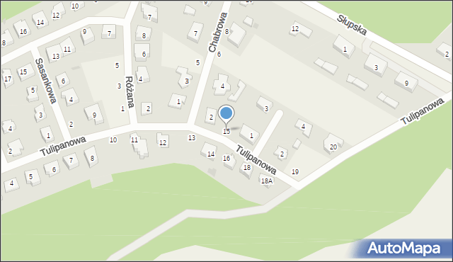 Krępa Słupska, Tulipanowa, 15, mapa Krępa Słupska