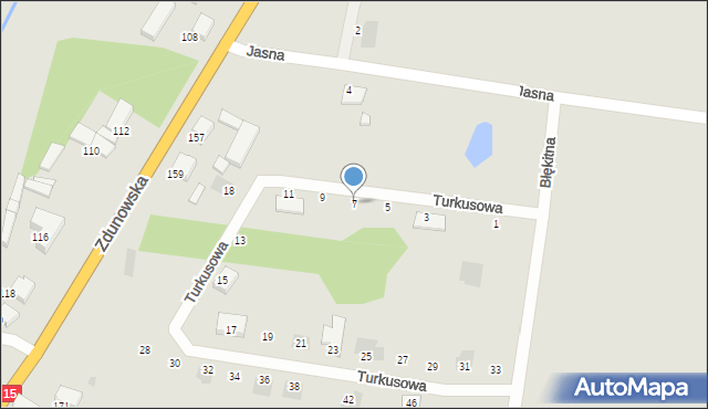 Krotoszyn, Turkusowa, 7, mapa Krotoszyna