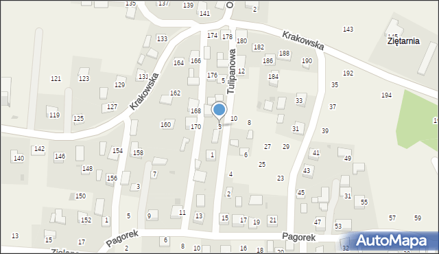 Krzeczów, Tulipanowa, 3, mapa Krzeczów