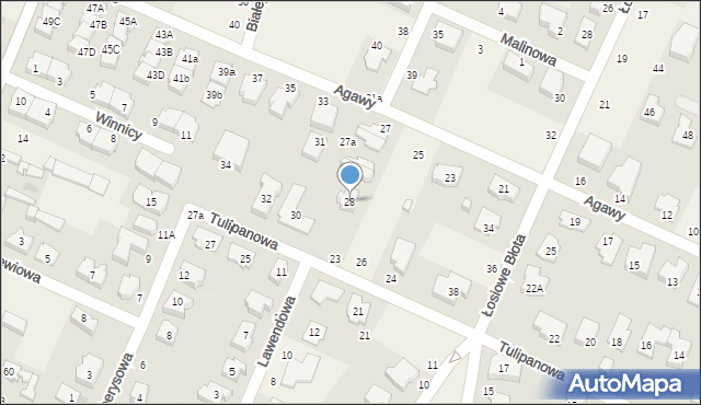 Kwirynów, Tulipanowa, 28, mapa Kwirynów