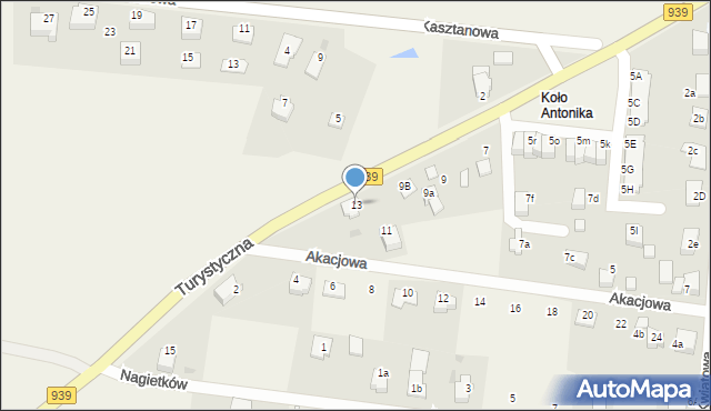 Łąka, Turystyczna, 13, mapa Łąka