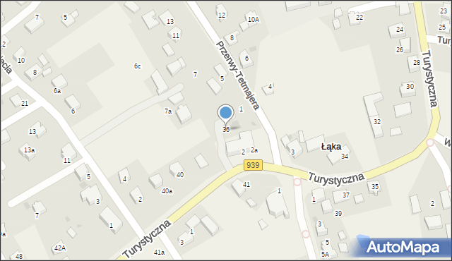 Łąka, Turystyczna, 36, mapa Łąka