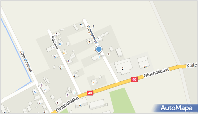 Łąka Prudnicka, Tulipanowa, 1, mapa Łąka Prudnicka