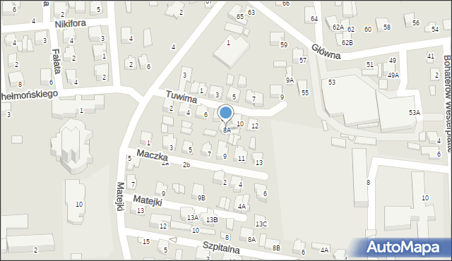 Łapy, Tuwima Juliana, 8A, mapa Łapy