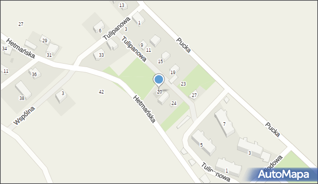 Łebcz, Tulipanowa, 20, mapa Łebcz
