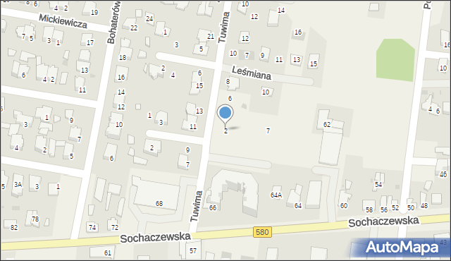 Leszno, Tuwima Juliana, 2, mapa Leszno