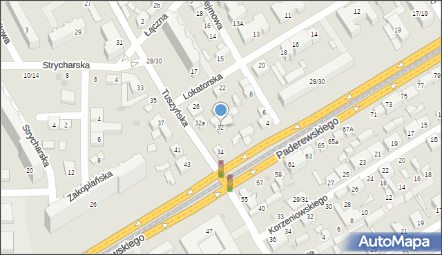 Łódź, Tuszyńska, 32, mapa Łodzi