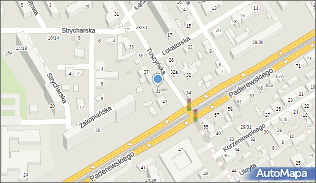 Łódź, Tuszyńska, 41, mapa Łodzi