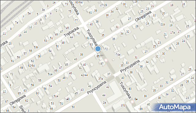 Łódź, Tuszyńska, 85, mapa Łodzi