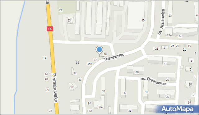Łowicz, Tuszewska, 37A, mapa Łowicza
