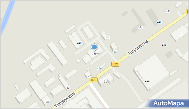 Lublin, Turystyczna, 44f, mapa Lublina