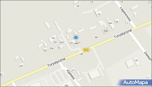 Lublin, Turystyczna, 94a, mapa Lublina