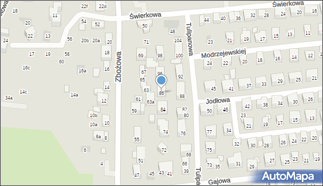 Lublin, Tulipanowa, 86, mapa Lublina