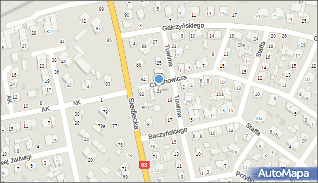 Łuków, Tuwima Juliana, 21, mapa Łuków