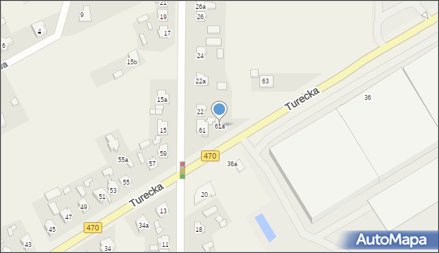 Malanów, Turecka, 61a, mapa Malanów