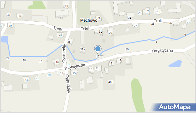 Mechowo, Turystyczna, 12, mapa Mechowo