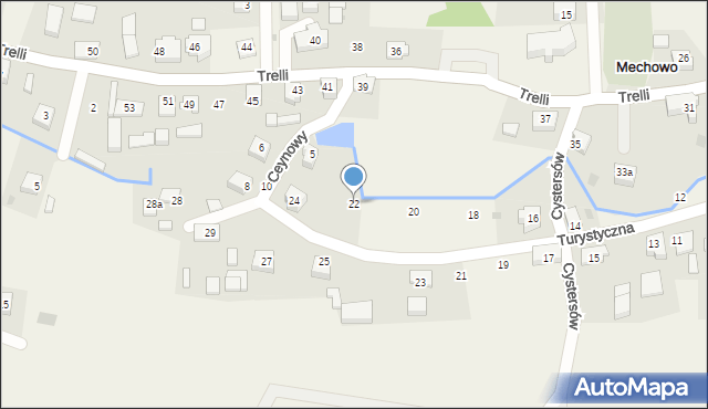 Mechowo, Turystyczna, 22, mapa Mechowo