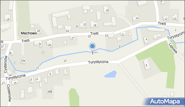 Mechowo, Turystyczna, 8, mapa Mechowo