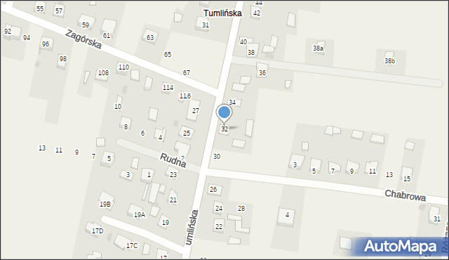Miedziana Góra, Tumlińska, 32, mapa Miedziana Góra