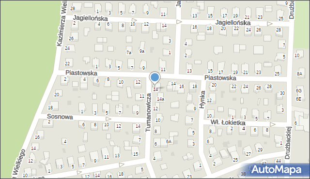 Mielec, Tumanowicza Waleriana, mjr., 14, mapa Mielca