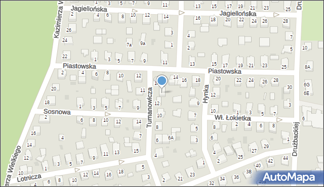Mielec, Tumanowicza Waleriana, mjr., 14a, mapa Mielca