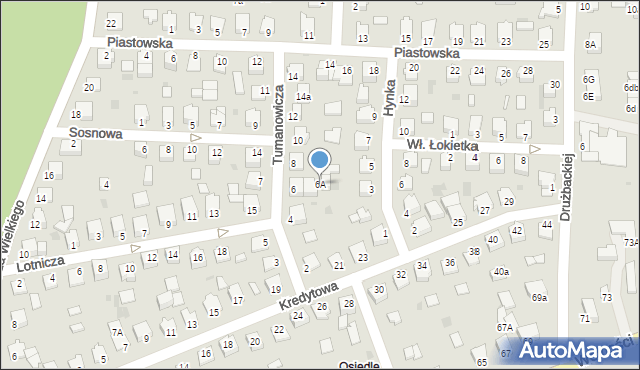 Mielec, Tumanowicza Waleriana, mjr., 6A, mapa Mielca