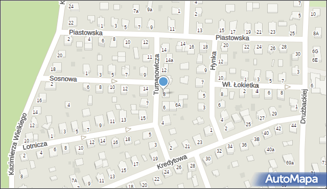 Mielec, Tumanowicza Waleriana, mjr., 8, mapa Mielca