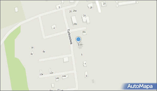 Mielno, Turkusowa, 3, mapa Mielno