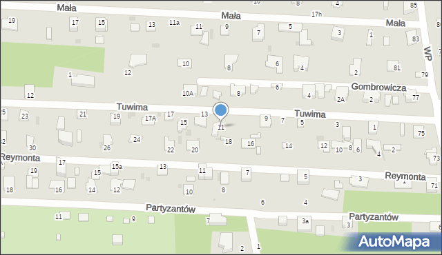 Milanówek, Tuwima Juliana, 11, mapa Milanówek