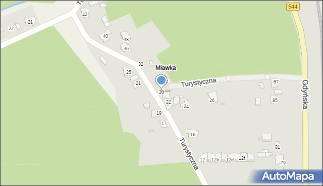 Mława, Turystyczna, 20, mapa Mława